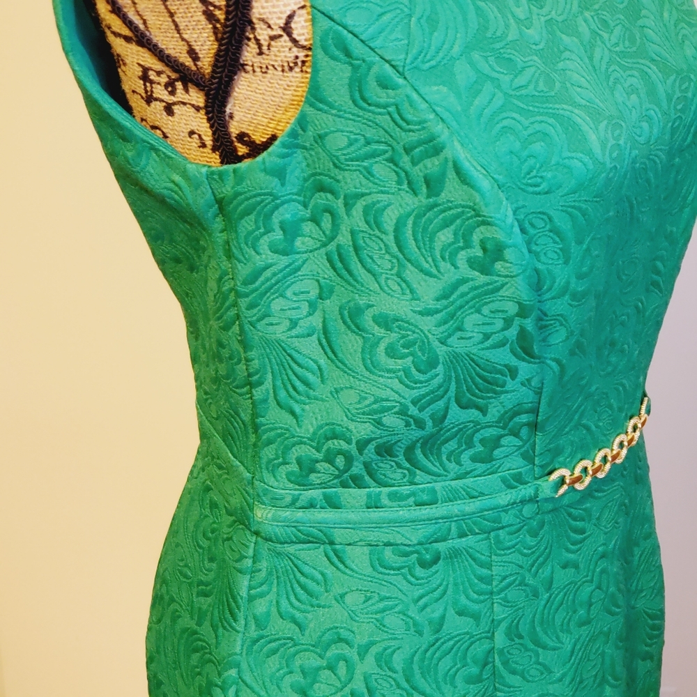 Ellen Tracy Jacquard Dress with Gold Embellishment - Picture 4 of 16